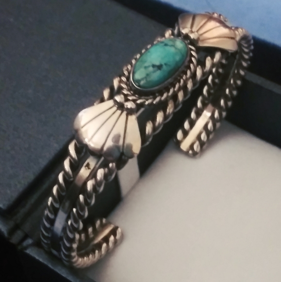 Bracelet Southwestern Style Turquoise Twisted Cuff - Picture 3 of 6